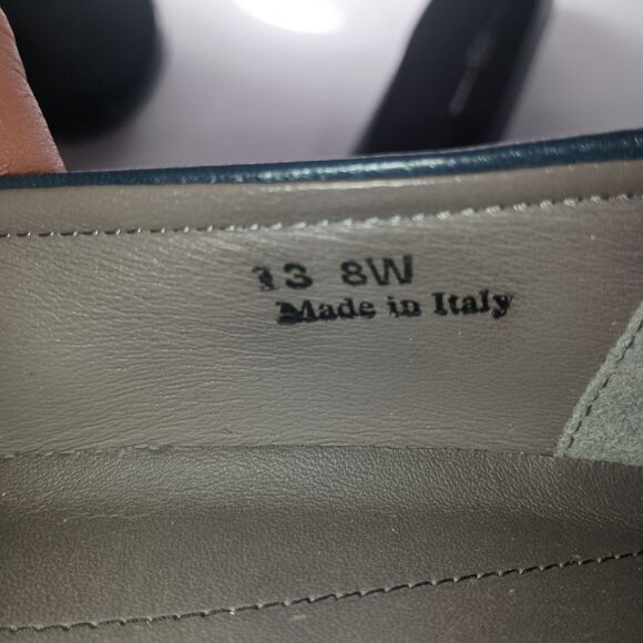 SAS Regina Made in Italy Leather Low Heel Pumps Blue 8W Wide Comfort Work Shoe - Picture 8 of 16